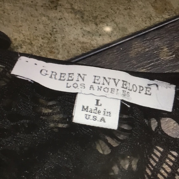 Green envelope, black lace coverup Pants. Size Large. Beach - Picture 3 of 6